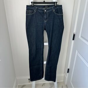 White House Black Market Dark Blue Boot Cut Jewel Accent Jeans Size 10